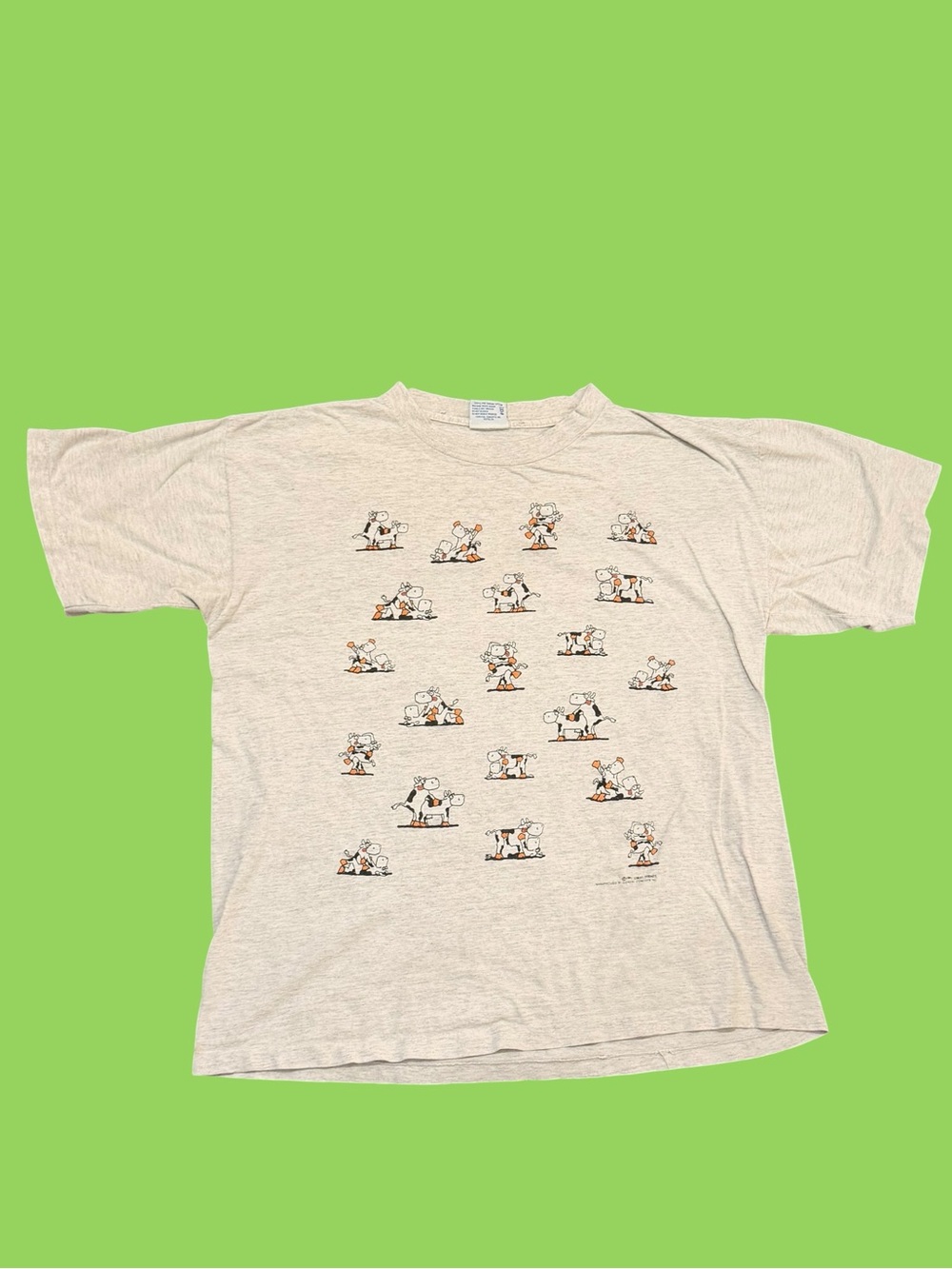 Vintage 1991 Coast Trends Cow T Shirt XL Single Stitch Made USA Funny Graphic